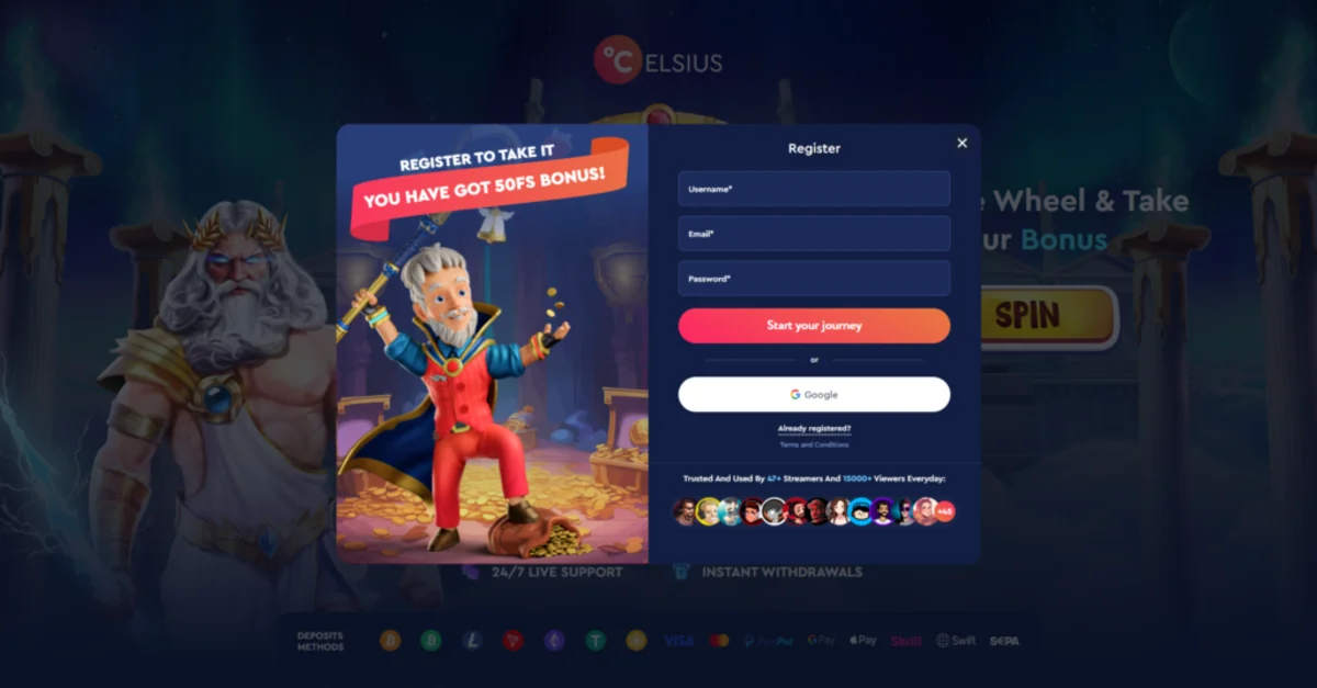 Celsius Casino Register